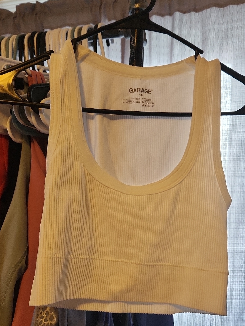 Garage Women’s White Ribbed Crop Tank Top